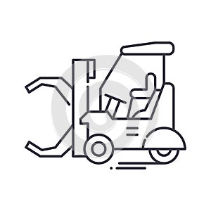 Forklift truck icon, linear isolated illustration, thin line vector, web design sign, outline concept symbol with