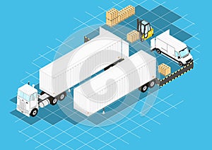 Forklift and truck at the loading ramp.