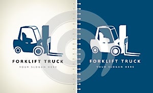 Forklift truck logo vector. Transport for logistics.