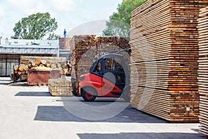 Forklift truck in lumber industry