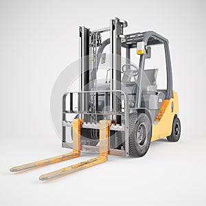 Forklift truck on white background