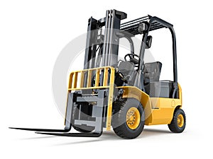 Forklift truck on white background.