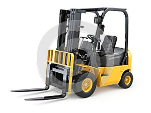 Forklift truck on white background.