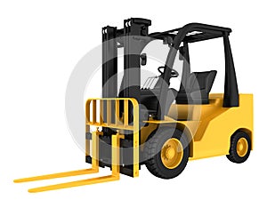 Forklift truck on white isolated background
