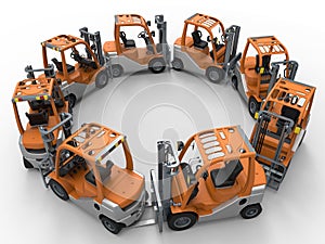 Forklift trucks circular pattern