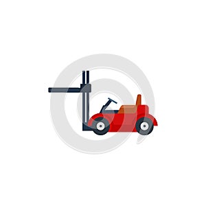 Forklift Trucks vector illustration. Storage equipment icon set. Forklifts in various combinations, storage racks, pallets with