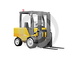 Forklift for use in warehouse vehicle model Forklift 3D rendering isolated on white backgrounds with clipping path illustration 3D