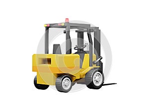 Forklift for use in warehouse vehicle model Forklift 3D rendering isolated on white backgrounds with clipping path illustration 3D