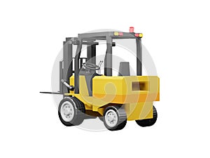 Forklift for use in warehouse vehicle model Forklift 3D rendering isolated on white backgrounds with clipping path illustration 3D