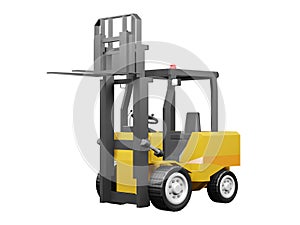 Forklift for use in warehouse vehicle model Forklift 3D rendering isolated on white backgrounds with clipping path illustration 3D