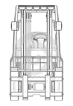 Forklift. Orthography Vector photo