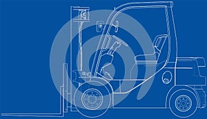 Forklift. Orthography Vector photo