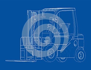 Forklift. Orthography Vector photo