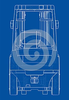 Forklift. Orthography Vector photo