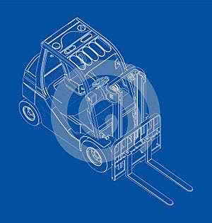 Forklift. Orthography Vector photo