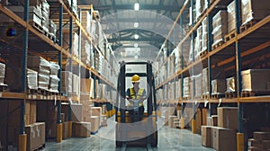 The forklift in warehouse.AI generated image