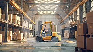 The forklift in warehouse.AI generated image