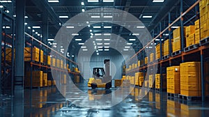 A forklift in a warehouse.AI generated image