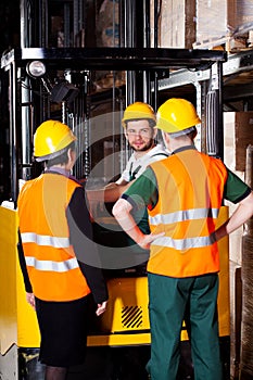 Forklift worker with management