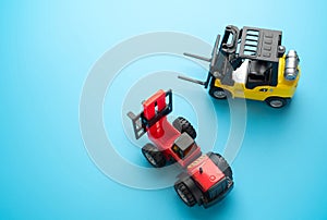 Forklifts and place for text. Efficient logistics and distribution systems.
