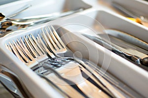 Forks closeup cutlery drawer