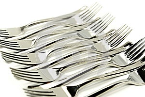 Forks cutlery on white background