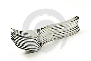 Forks cutlery on white background