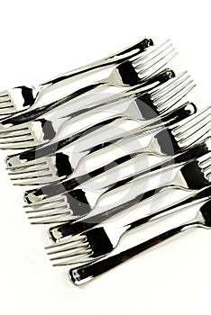 Forks cutlery on white background