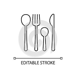 Forks, knives and spoons linear icon