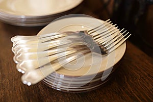 Forks on plates