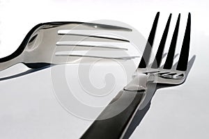 Forks on white background