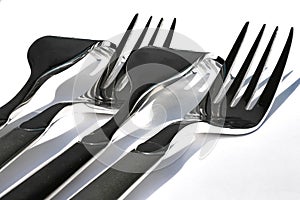 Forks on white background