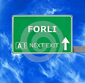 FORLI road sign against clear blue sky