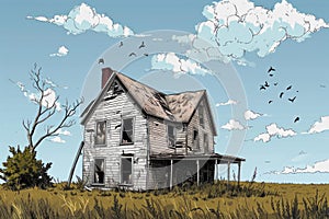 Forlorn Old abandoned house. Generate Ai photo