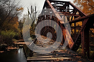 Forlorn Rusty old bridge. Generate Ai photo