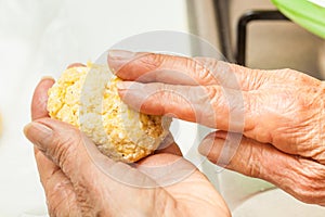 Form corn dough into medium sized balls