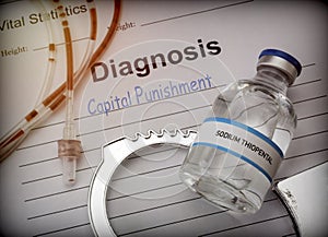 Form of diagnosis and resolution of capital punishment, injection of lethal sodium thiopental anesthesia