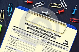 Form I-407 Record of Abandonment of Lawful Permanent Resident Status photo