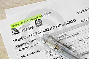 Form for italian taxes - Modello di pagamento unificato F24 photo