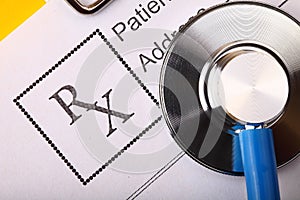 Form of prescribing medicicnes and stethoscope