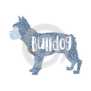 Form of round particles french bulldog design flat