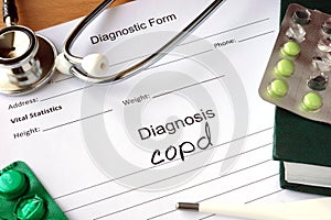 Form with word diagnosis Chronic obstructive pulmonary disease (COPD)