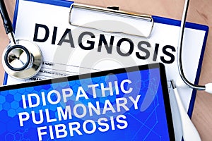 Form with word diagnosis Idiopathic pulmonary fibrosis photo