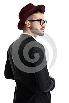 Formal business man looking away with a deep look