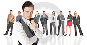 Formal businessman and group