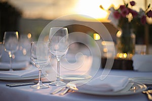 Formal dinner service at a wedding banquet