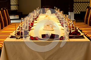 Formal dinner table settings for a special event