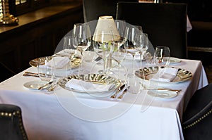 Formal european cafe table setting