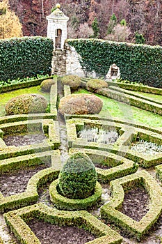 formal garden in castle Pieskowa Skala