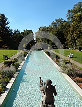 Formal garden with classical fountain